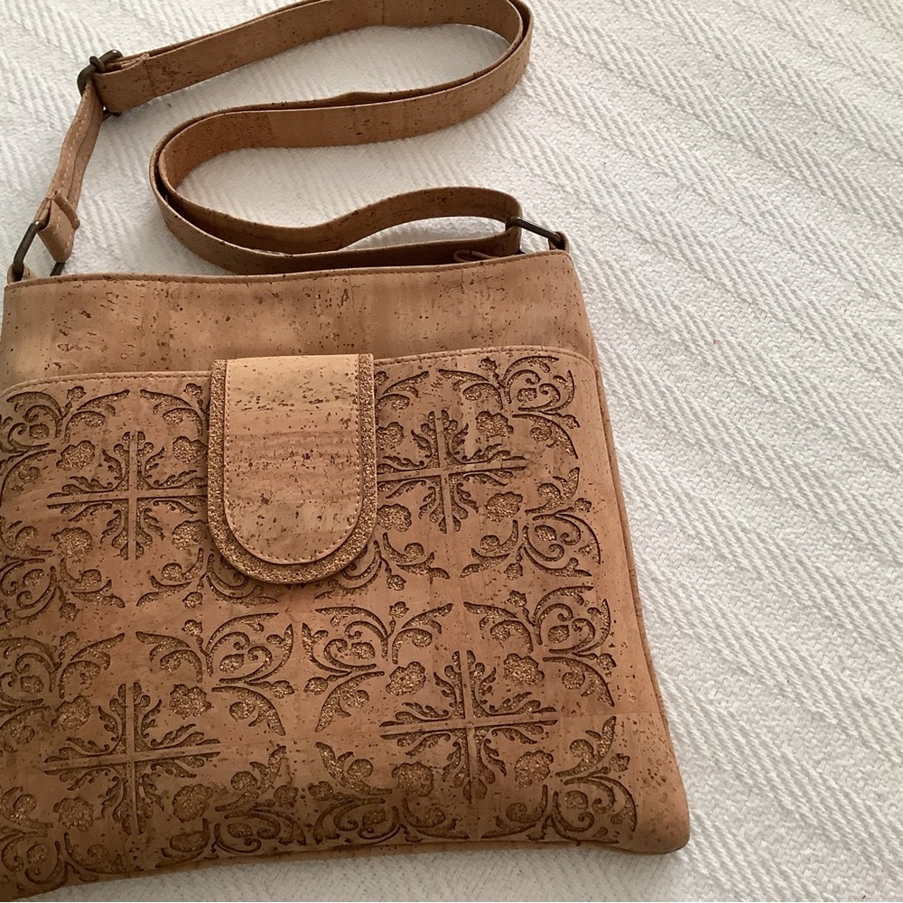 Cork purse from Portugal with adjustable strap